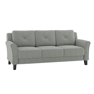 Bruce 79 in. Trasitional Lamb Wool Slipcovered Sofa with Tapered Legs-Grey