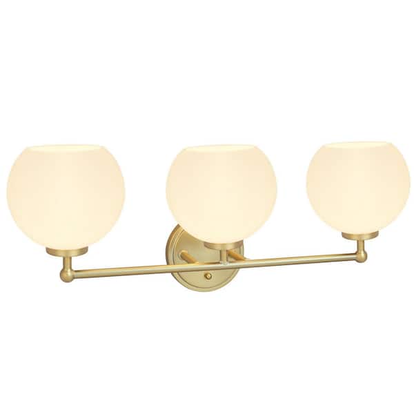 Aspen Creative Corporation 3-Light Gold Vanity Light with Opal Glass Shade