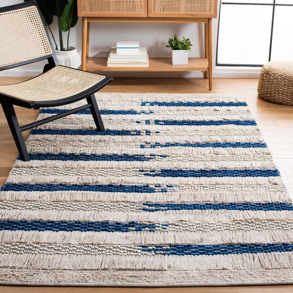 Natura 6 ft. x 6 ft. Beige/Navy Distressed Striped Square Area Rug price history on PriceWatchPro