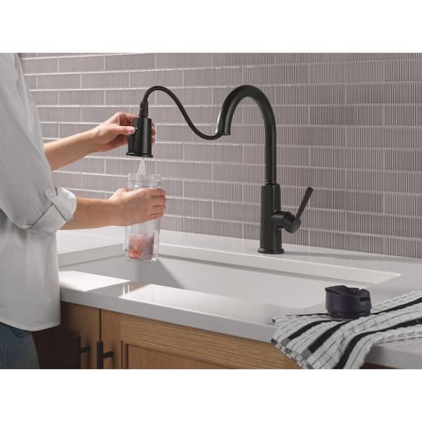 Delta Finnridge Matte Black 16.5 in. H Pull Down Sprayer Kitchen