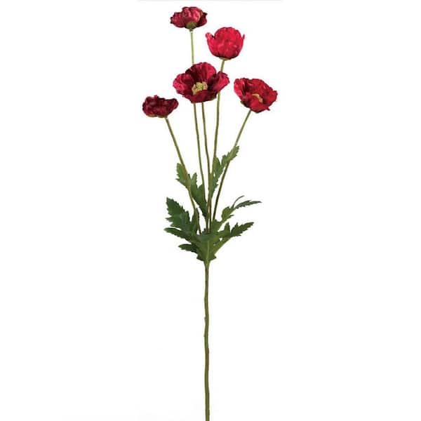 SULLIVANS 21 in. Artificial Red Mini Poppy Stem