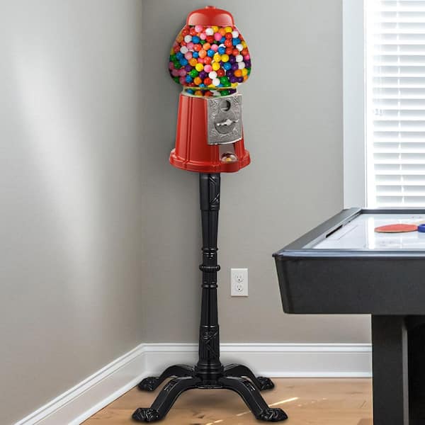 15 in. Vintage Red Gumball Machine Bank with Stand