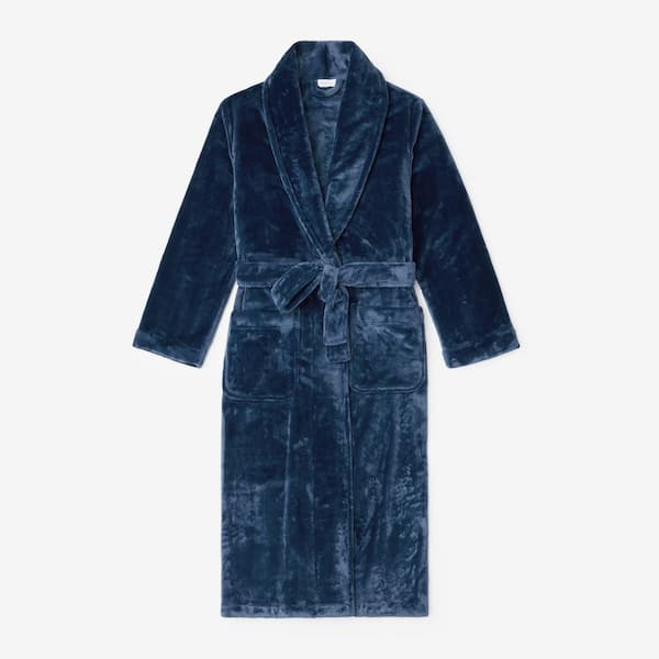 The Company Store Company Plush Family Men's Small Blue Denim Robe
