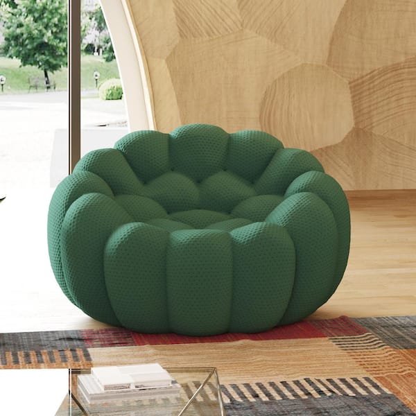 49.2 in W Flared Arm 3D knitted fabric Curved Reclining Sofa in. Green