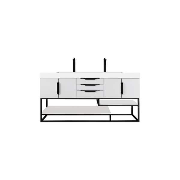 Columbia 72.5 in. W x 19 in. D x 36 in. H Double Bath Vanity in Glossy White with Glossy White Composite Top