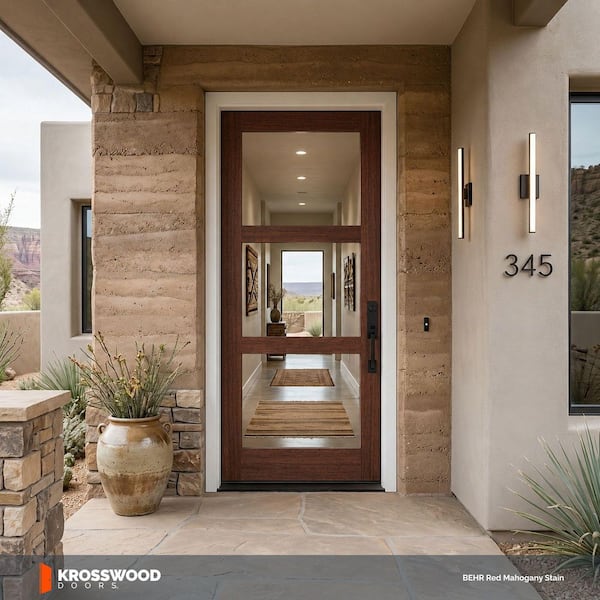 Krosswood Doors 32 in. x 80 in. Contemporary Hemlock 3-Lite Clear