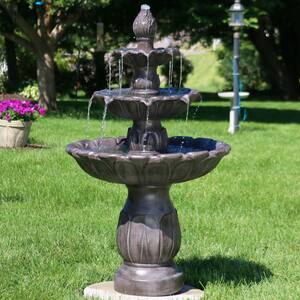 3-Tier Dark Brown Classic Tulip Lightweight Outdoor Tiered Fountain