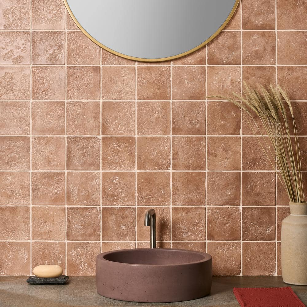 Terracotta Textured Ceramic Wall Tile for Kitchen and Bathroom