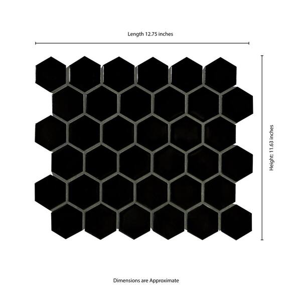 Retro Black Hexagon 11.63 in. x 12.75 in. Matte Porcelain Floor and Wall Tile (14.4 sq. ft./Case) Retro Black Hexagon 11.63 in. x 12.75 in. Matte Porcelain Floor and Wall Tile (14.4 sq. ft./Case)