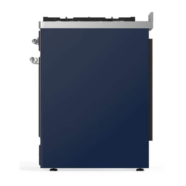Majestic II 30 in. Single Oven Dual Fuel Range with 5 Sealed Burners, Glass Door, Chrome Trim in Midnight Blue
