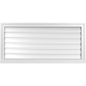 42" x 20" Vertical Surface Mount PVC Gable Vent: Functional with Brickmould Sill Frame