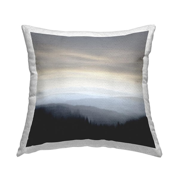 Stupell Industries Dark Forest Landscape Grey Square Outdoor Throw Pillow