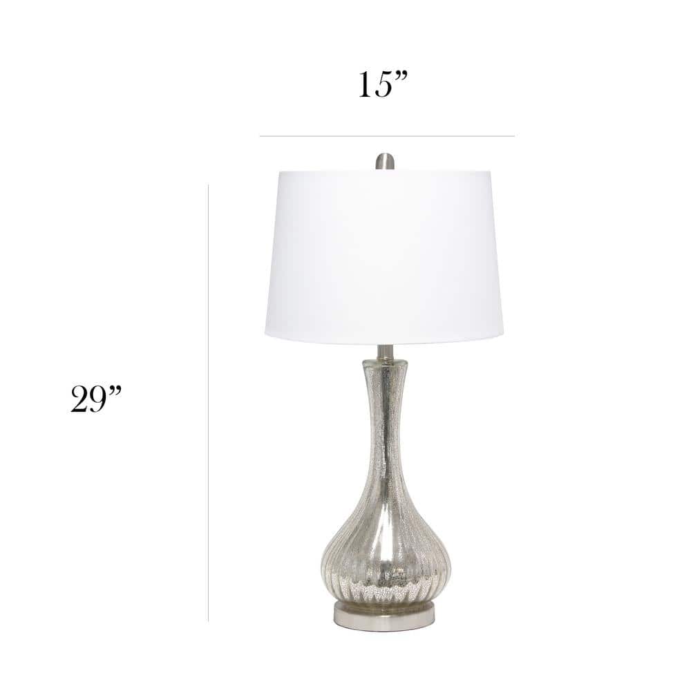 29" Silver Mercury Glass Vase Table Lamp with White Shade