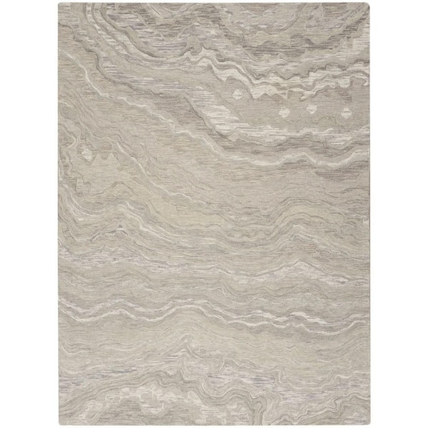 Nourison Graceful Grey 8 ft. x 10 ft. Abstract Contemporary Area Rug