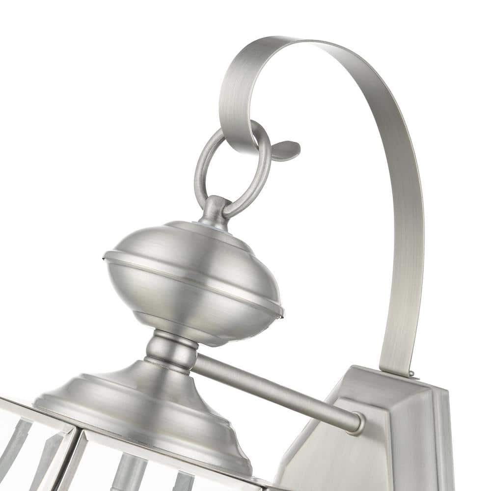 Elegant Brushed Nickel 3-Light Outdoor Wall Lantern with Clear Beveled Glass