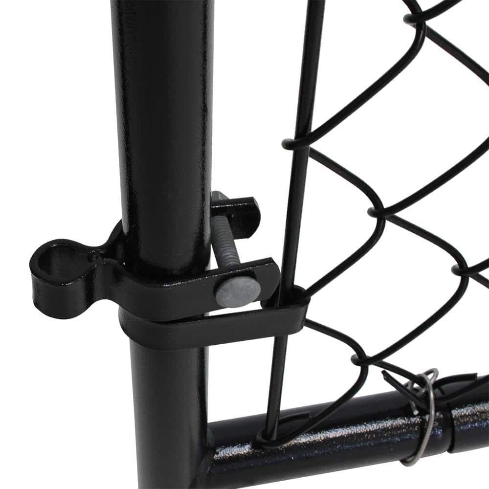 Black Adjustable Chain Link Walk-Thru Gate Kit with Steel Frame