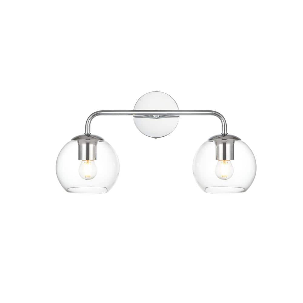 Simply Living 19 in. 2Light Modern Chrome Vanity Light with Clear