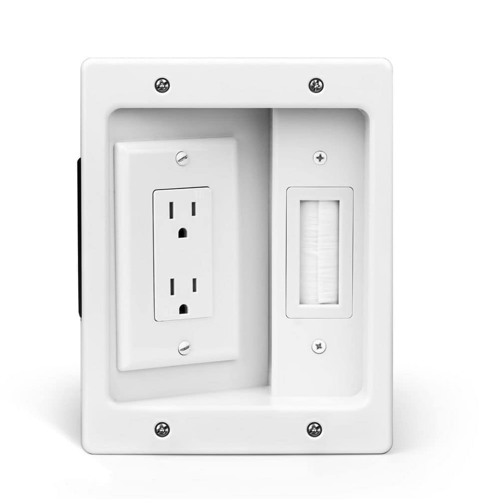 Recessed Wall Outlet Cable Concealer Kit for Wall Mount TV with Cable Management Box White Kit price history on PriceWatchPro