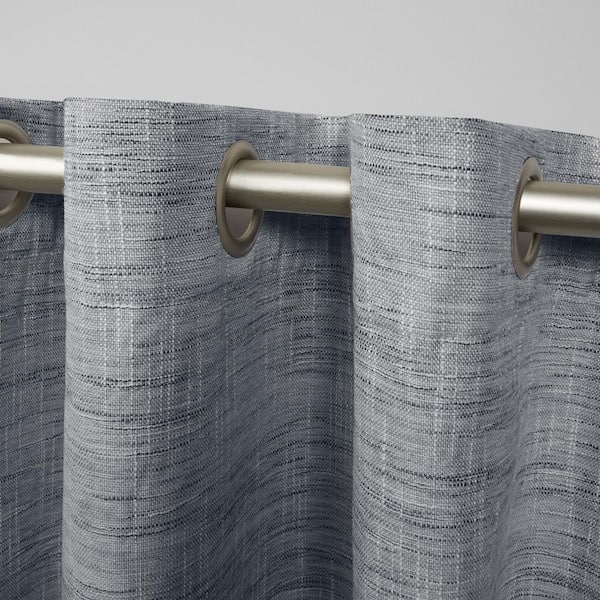 Burke Indigo Solid Blackout Grommet Top Curtain, 52 in. W x 96 in. L (Set of 2)