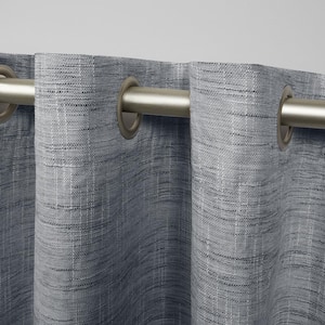 Burke Indigo Solid Blackout Grommet Top Curtain, 52 in. W x 108 in. L (Set of 2)