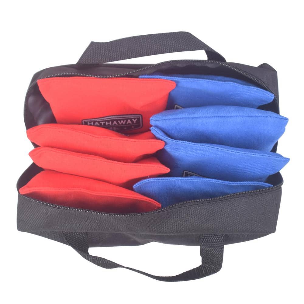 8 Piece Red and Blue Weather Resistant Cornhole Bag Set with Carry Case