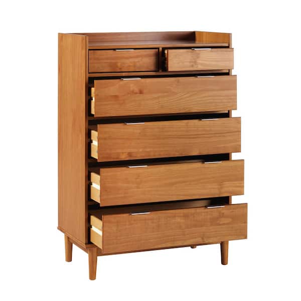 Reviews for Walker Edison Furniture Company Mid-Century Modern Caramel 6- Drawer 30 in. W Solid Wood Dresser with Tray Top | Pg 1 - The Home Depot