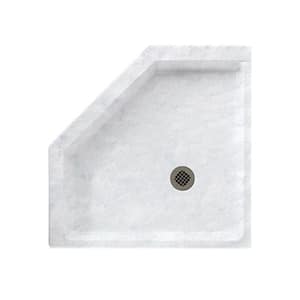 38 in. L x 38 in. W Corner Shower Pan Base with Center Drain in Ice