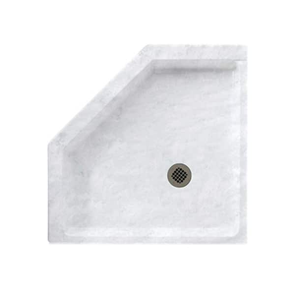 Swan 38 in. L x 38 in. W Corner Shower Pan Base with Center Drain in Ice