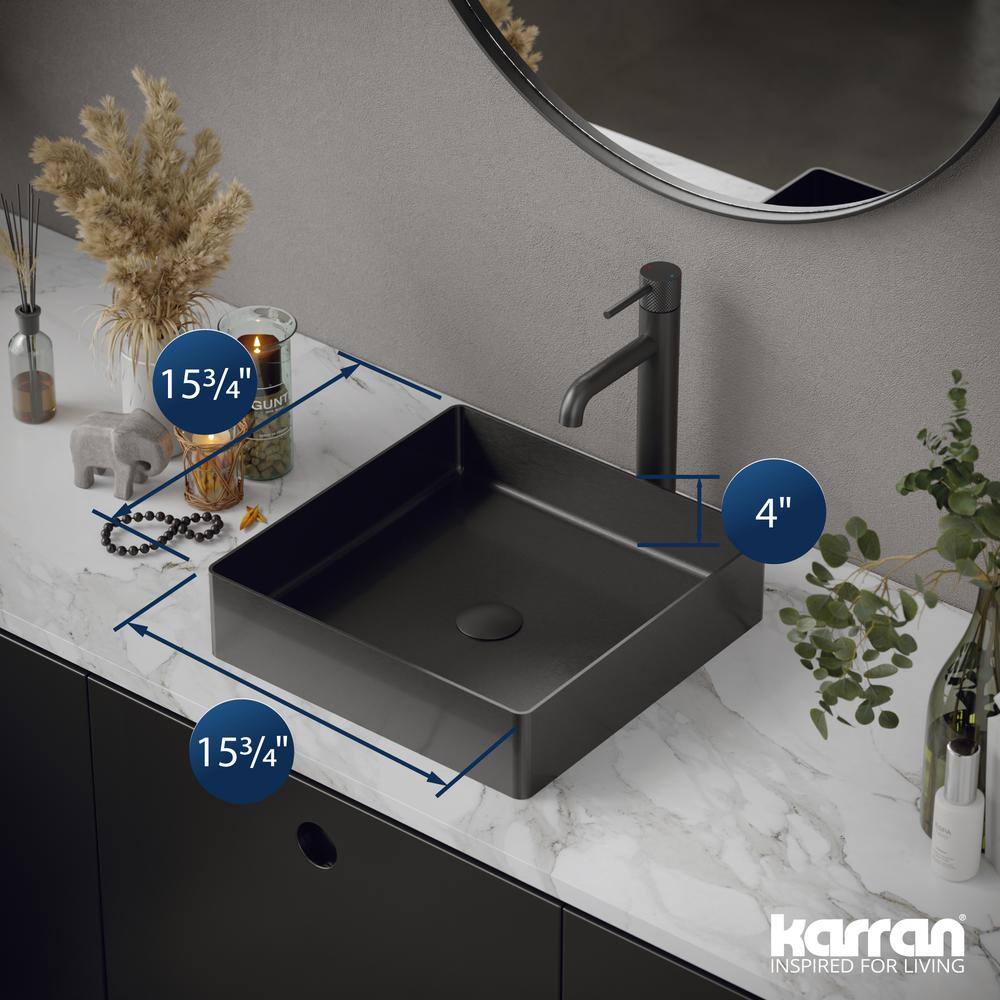 Gunmetal Grey Stainless Steel Square Vessel Bathroom Sink