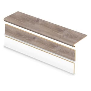 Sterling Oak 47 in. L x 12.15 in. W x 42.92 mm T Vinyl Overlay Stair Tread and Reversible Riser Kit
