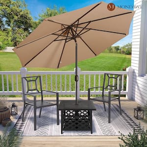 25.35 lb Metal Patio Umbrella Base Table Stand Outdoor Bistro Table with Umbrella Hole in Black