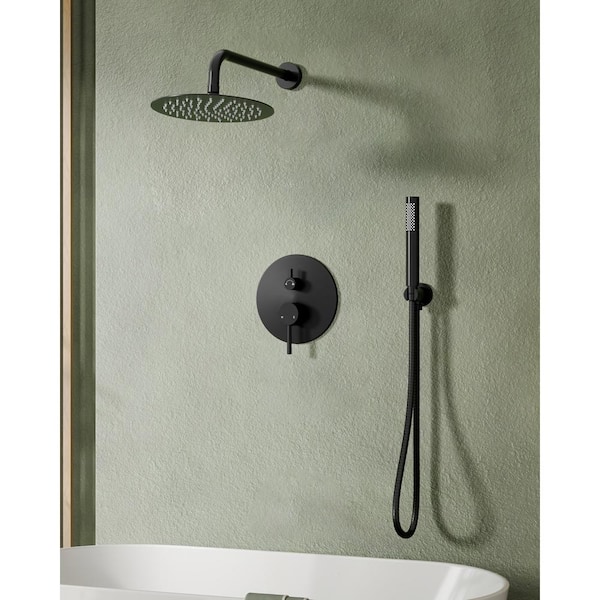 EVERSTEIN 3-Spray Patterns Round 10 in. Wall Mount Dual Shower Heads ...