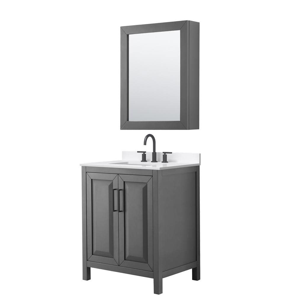 Daria 30 in. W. x 22 in. D x 35.75 in. H Single Bath Vanity in Dark Gray with White Quartz Top and Medicine Cabinet price history on PriceWatchPro