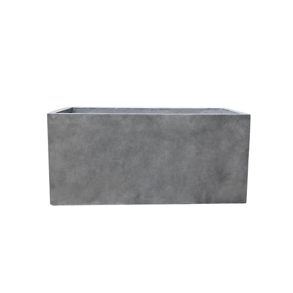 23.2"L Natural Concrete Long Rectangular Planter with Drainage Plug for Garden