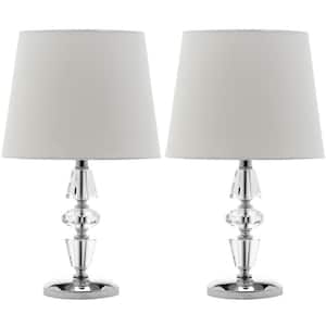 Crescendo 15 in. Clear Tiered Crystal Table Lamp with Off-White Shade (Set of 2)
