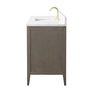 48 in. W x 22 in. D x 34 in. H Single-Sink Bath Vanity in Driftwood Gray with Engineered Marble Top in Arabescato White