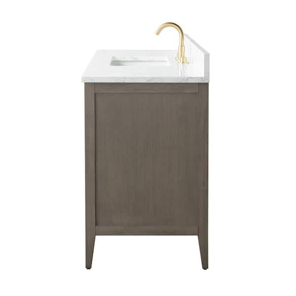 48 in. W x 22 in. D x 34 in. H Single-Sink Bath Vanity in Driftwood Gray with Engineered Marble Top in Arabescato White