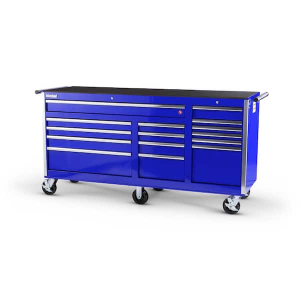 International Tech Series 75 in. 15-Drawer Roller Cabinet Tool Chest in Blue