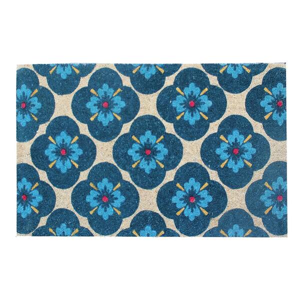 Unbranded A1HC First Impression Yahir Floral 24 in. x 48 in. Coir Door Mat