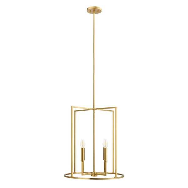 Savoy House Meridian 19 in. W x 21 in. H 4-Light Natural Brass Modern Pendant Light, No Bulbs Included