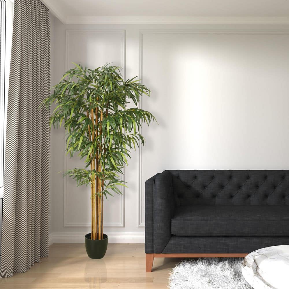 6 ft Green Bamboo Tree with Black Pot