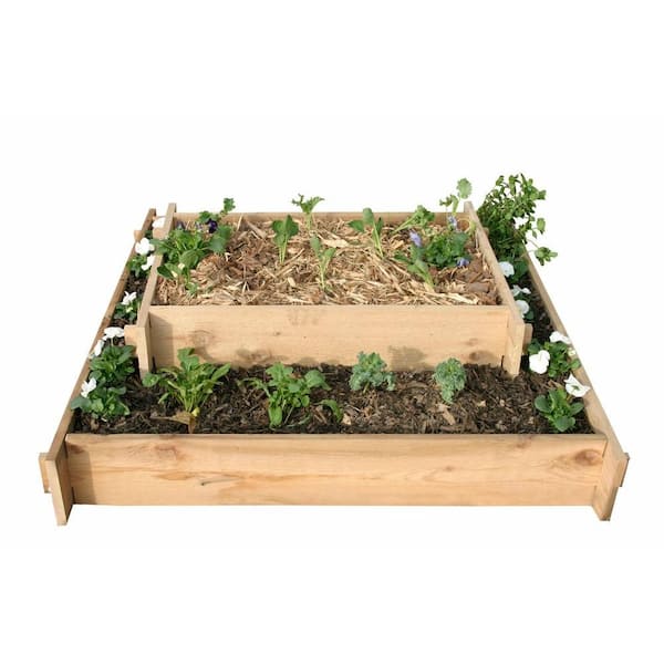 Unbranded 5 Ft. x 5 Ft. Plus 2 Ft. x 3 Ft. Shaker Style Raised Container Gardening - Cascading Beds-DISCONTINUED