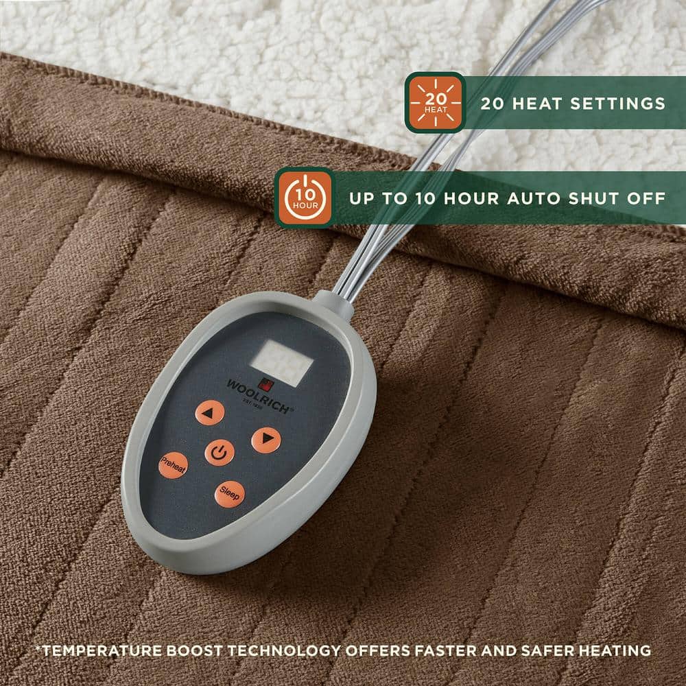 Twin Chocolate Reversible Sherpa Knitted Heated Blanket