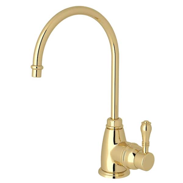 ROHL San Julio Single-Handle 10 in. Faucet for Instant Hot Water Dispenser with 5/8 Gal. Tank in Unlacquered Brass