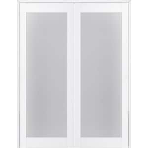 Paola 36 in. x 80 in. Both Active Full Lite Frosted Glass Bianco Noble Wood Composite Double Prehung French Door