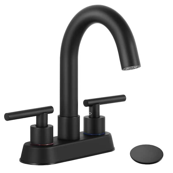 AKLFGN 4 in. Widespread 2-Handle Bathroom Faucet, Bathroom Sink Faucet with Pop-Up Drain in Matte Black