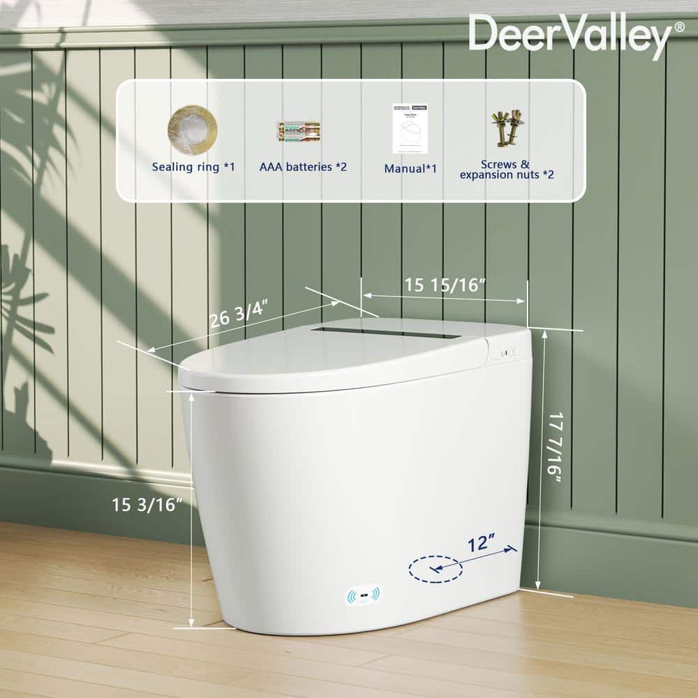 White Elongated High Efficiency Smart Toilet with Heated Seat