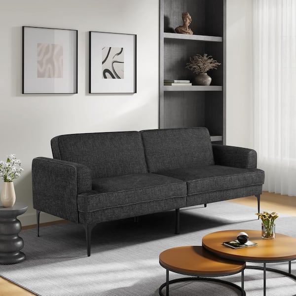 Philadelphia 83.1 in. Black Chenille Twin Size Sofa Bed