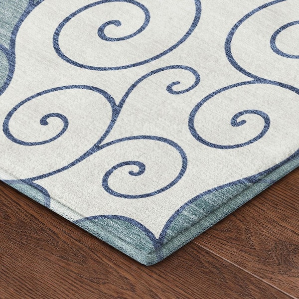 Mayfield Premium Machine Washable Abstract AMF2464 Sky 5 ft. x 7 ft. 6 in. Area Rug