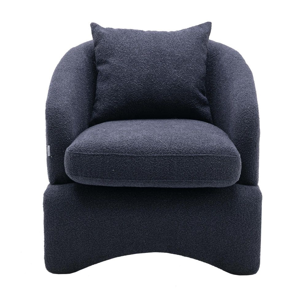 HOMEFUN Modern Navy Blue Armchair Upholstered Teddy Fabric Accent with ...